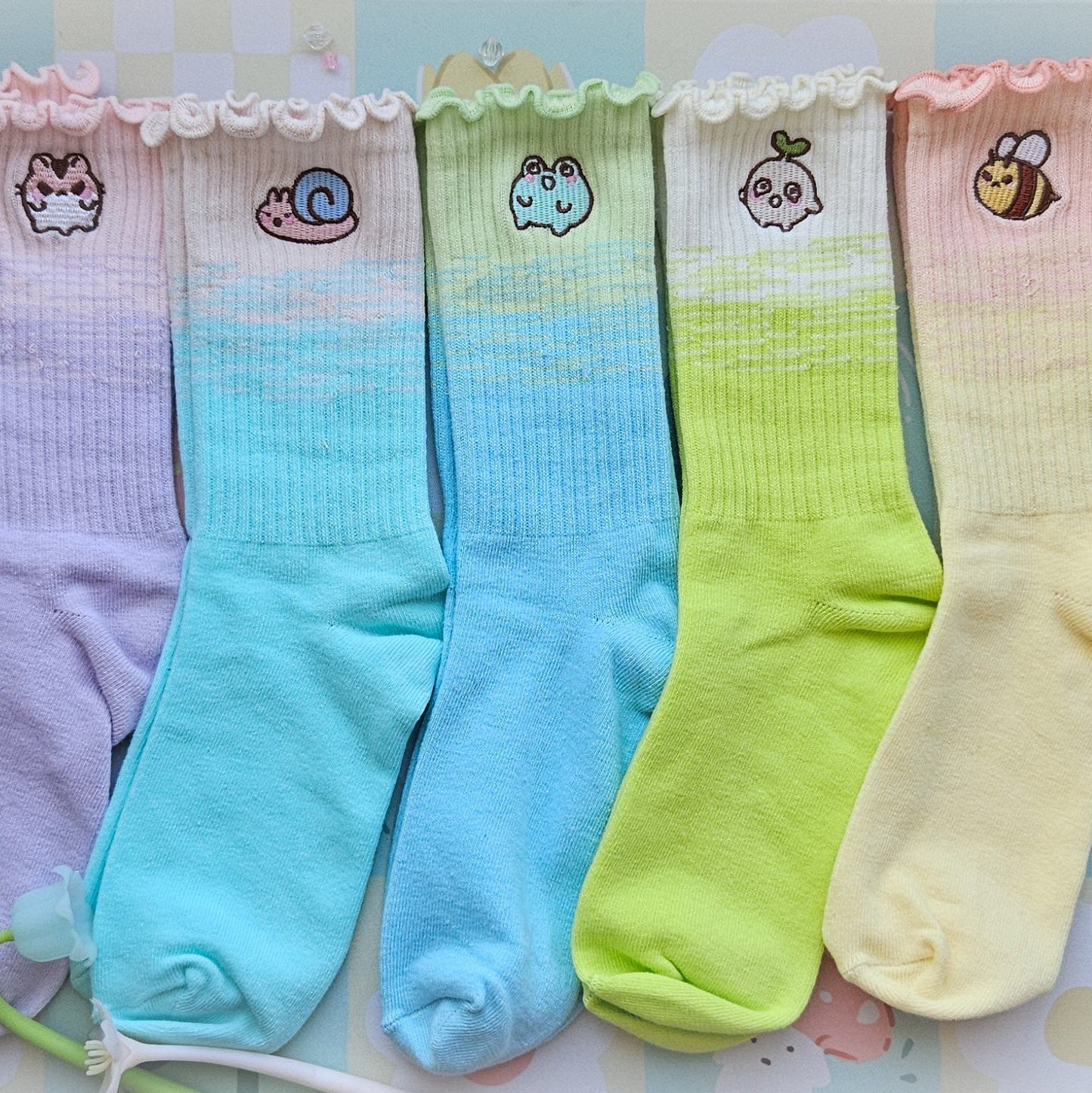 Doodlebug and Friends Cute Embroidered Socks