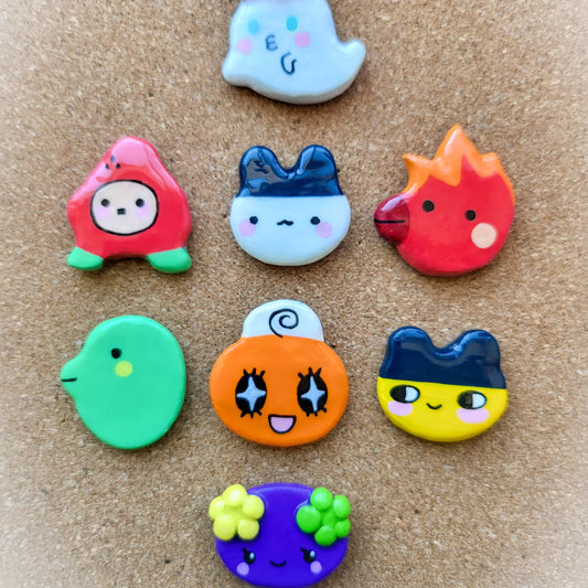 Tamagotchi Clay Pins